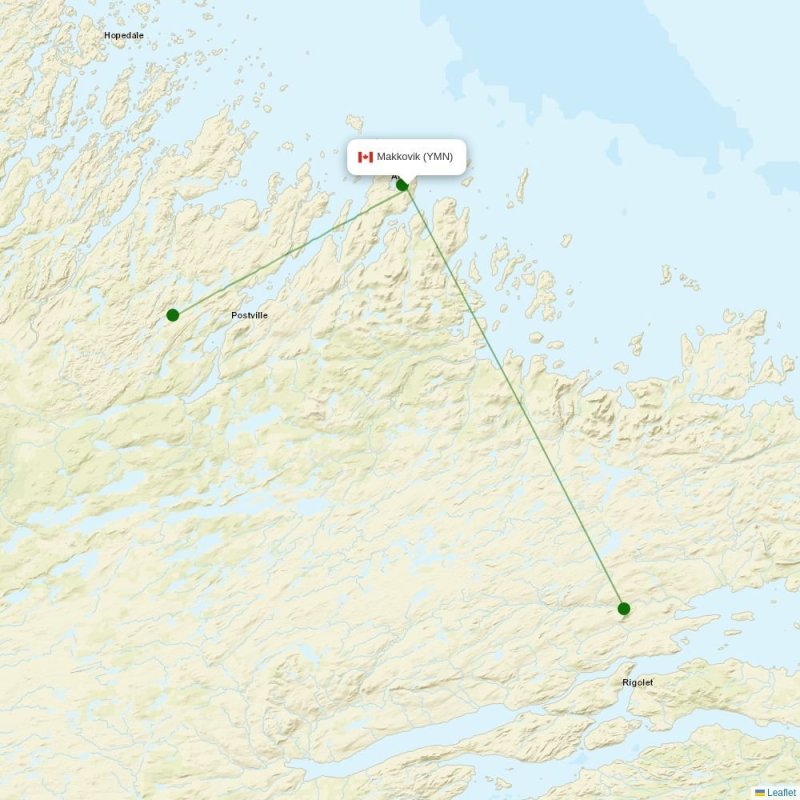 Route map over YMN airport