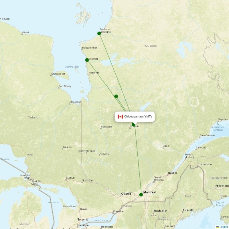 Route map over YMT airport
