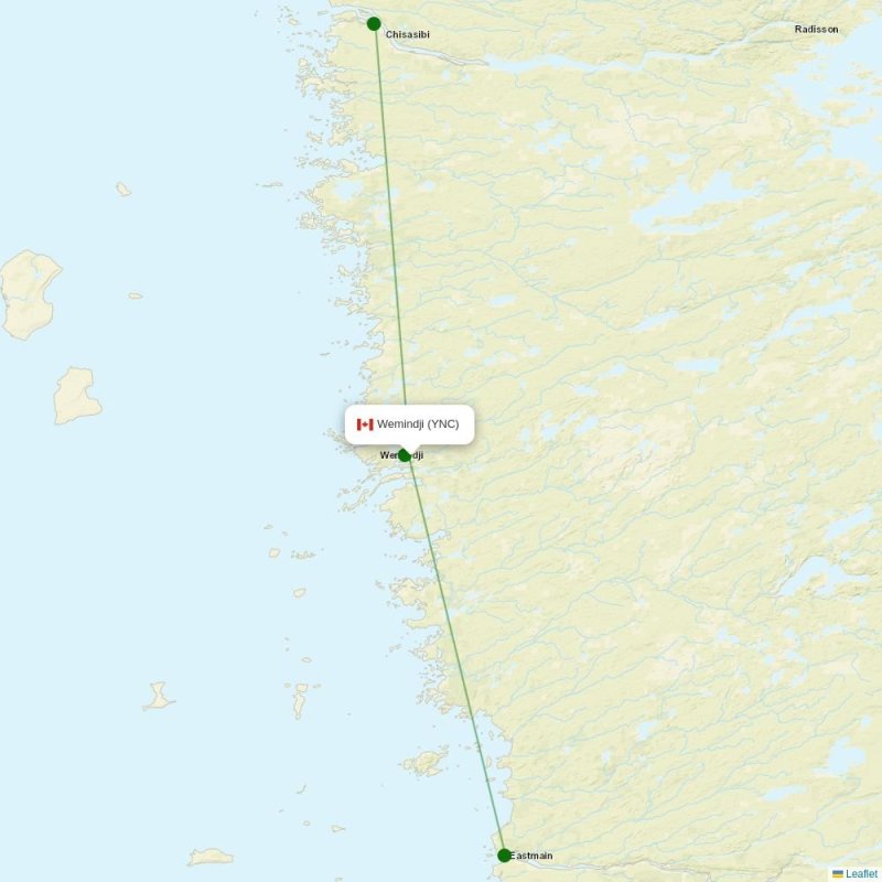 Route map over YNC airport