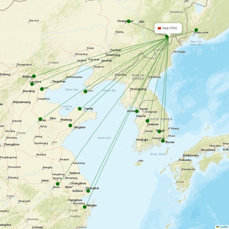 Route map over YNJ airport