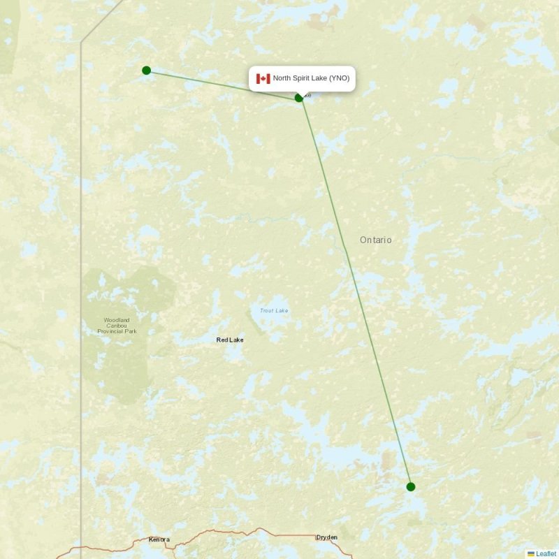 Route map over YNO airport