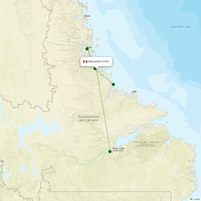 Route map over YNP airport