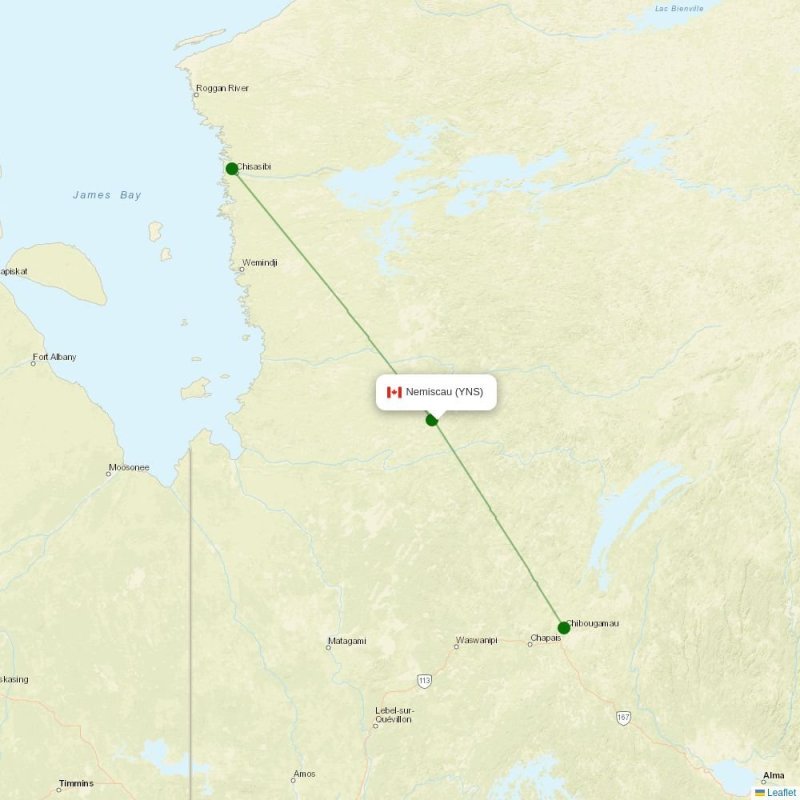 Route map over YNS airport