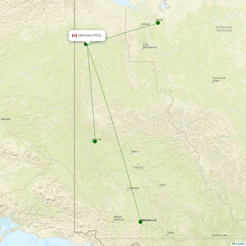 Route map over YOC airport