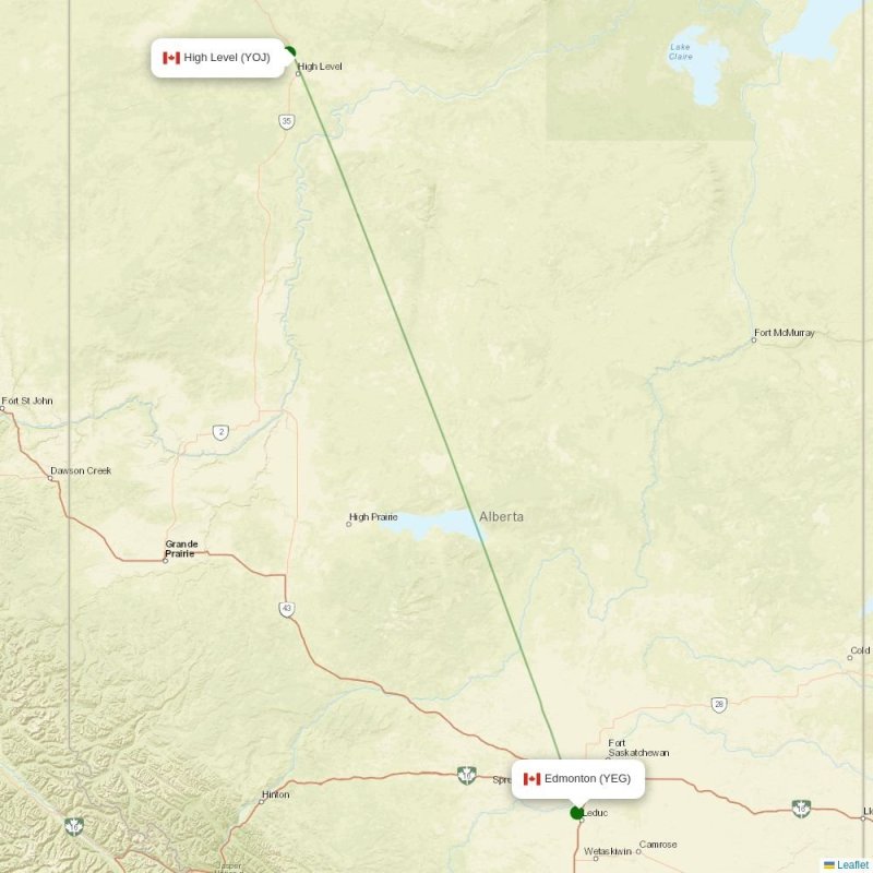 Route map over YOJ airport
