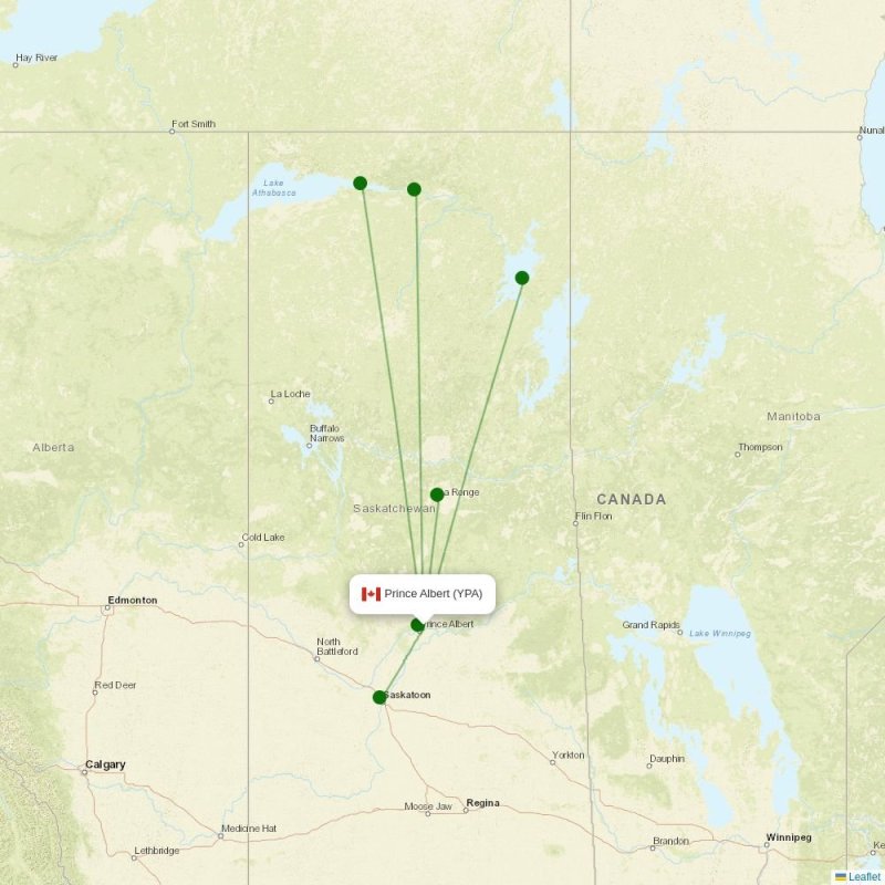Route map over YPA airport