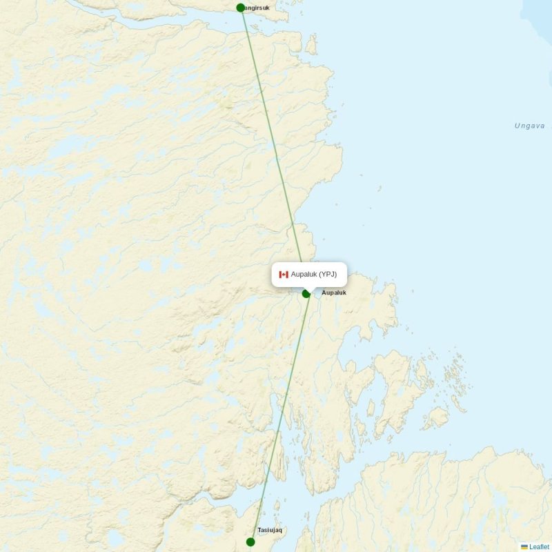 Route map over YPJ airport