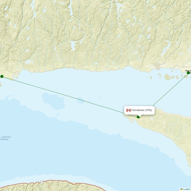 Route map over YPN airport