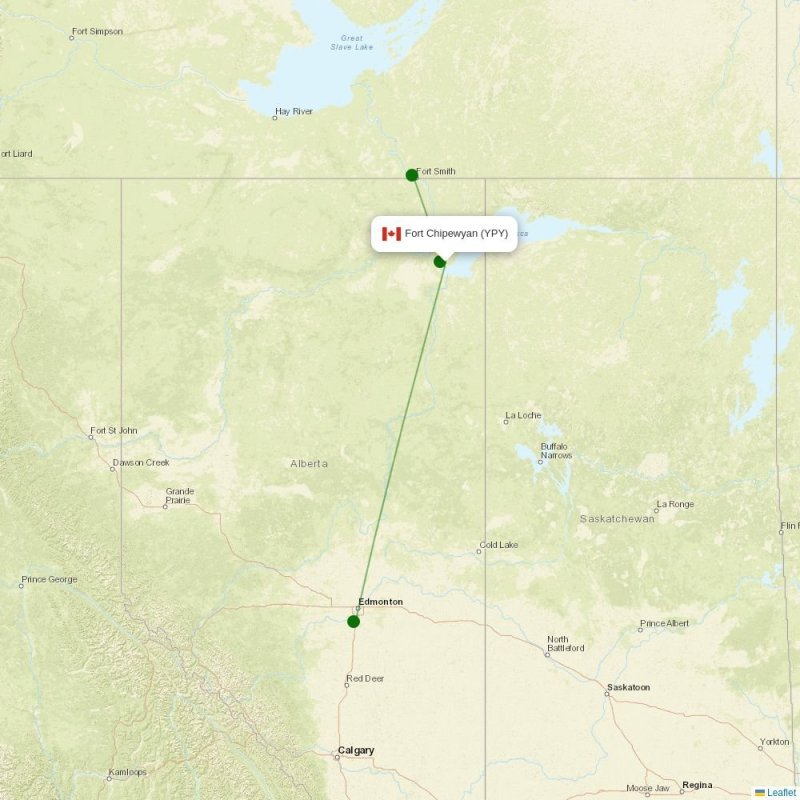 Route map over YPY airport