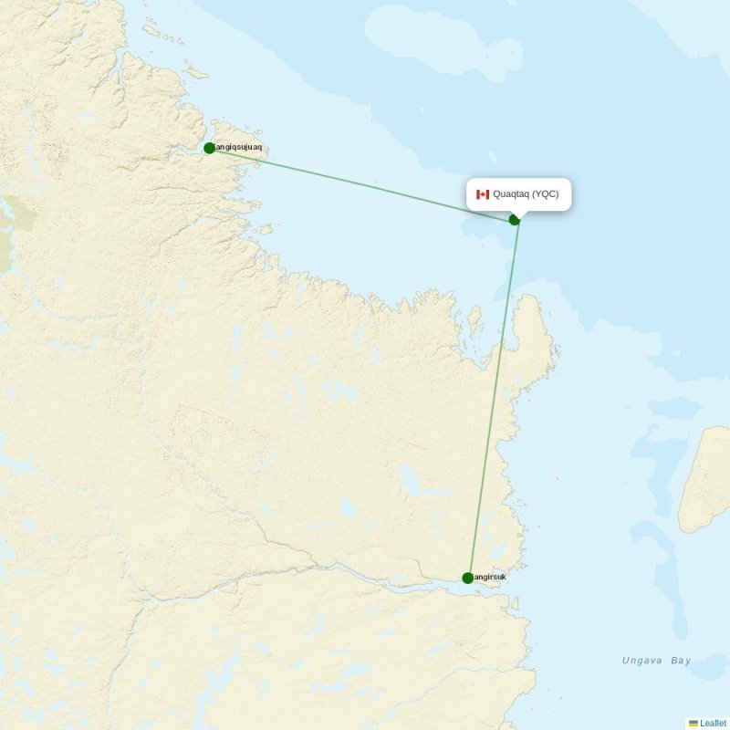 Route map over YQC airport