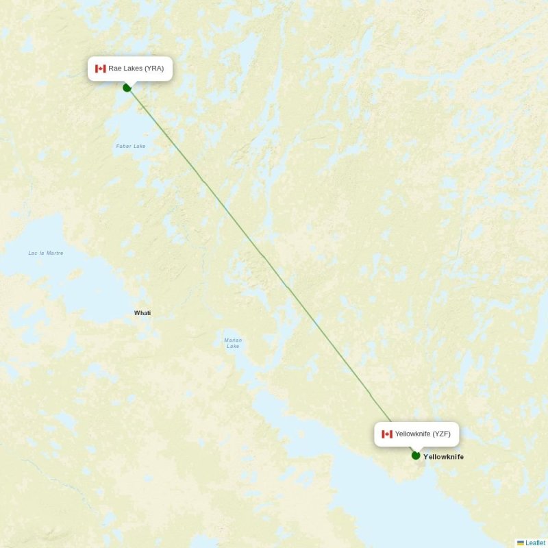 Route map over YRA airport