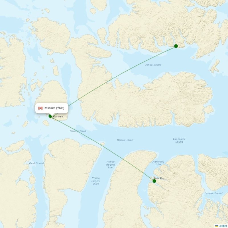 Route map over YRB airport