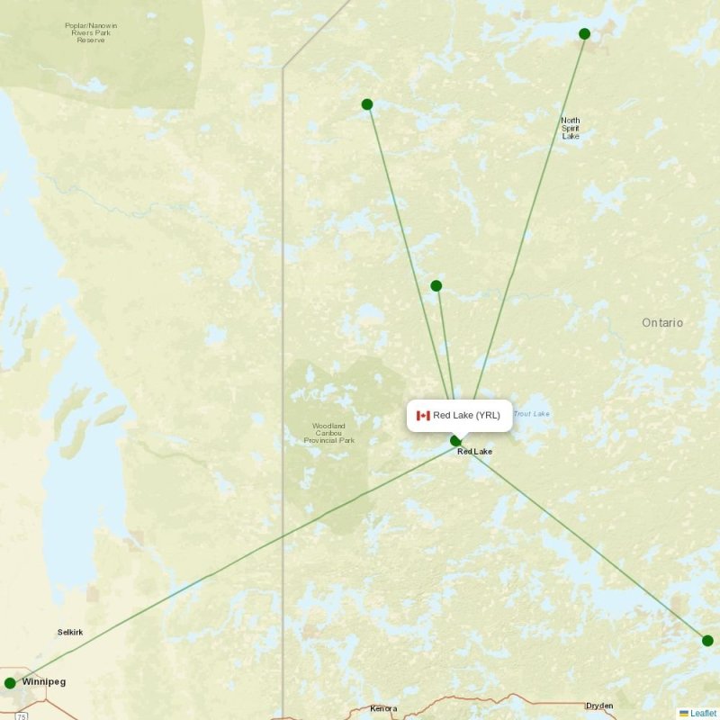 Route map over YRL airport