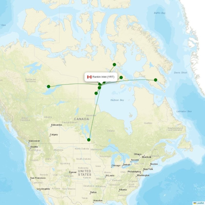 Route map over YRT airport