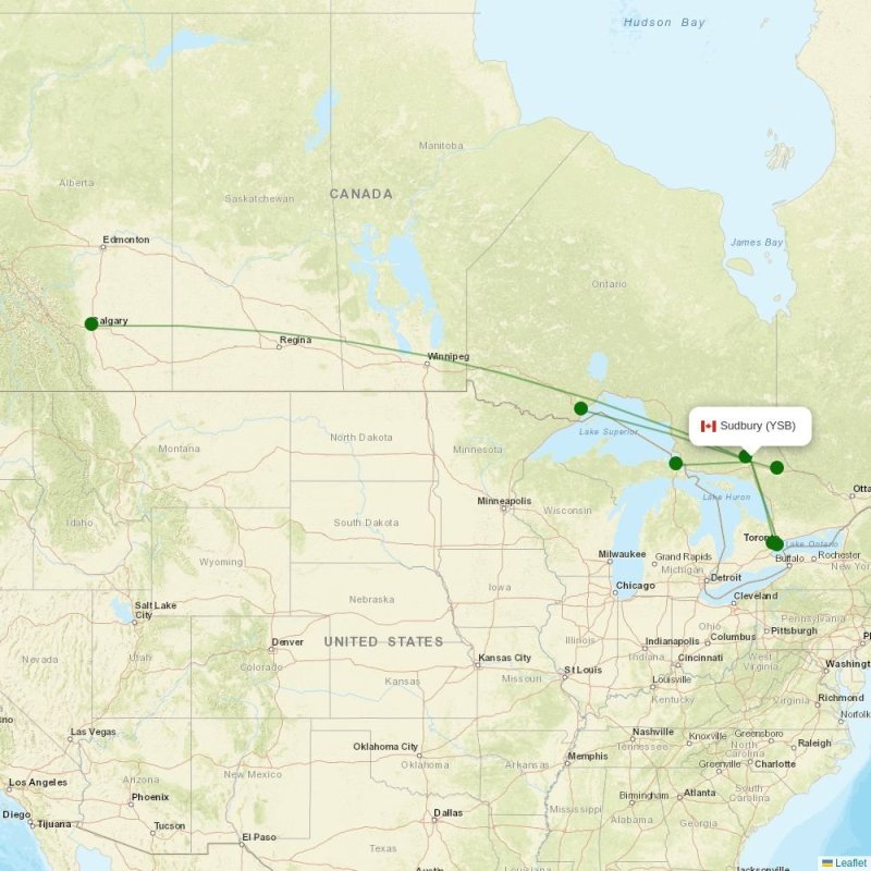 Route map over YSB airport