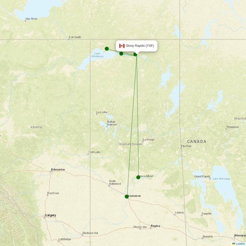 Route map over YSF airport