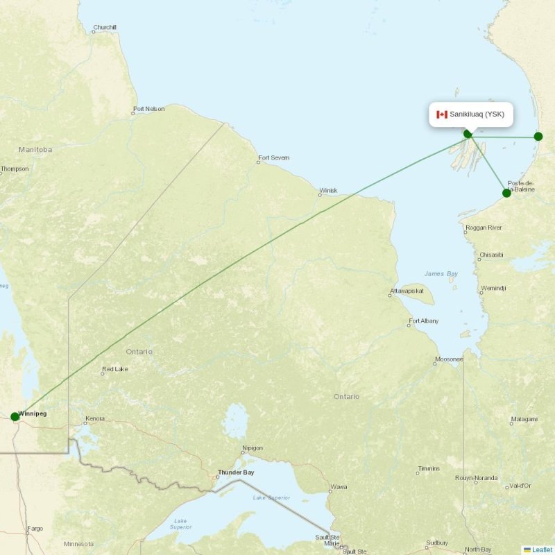 Route map over YSK airport