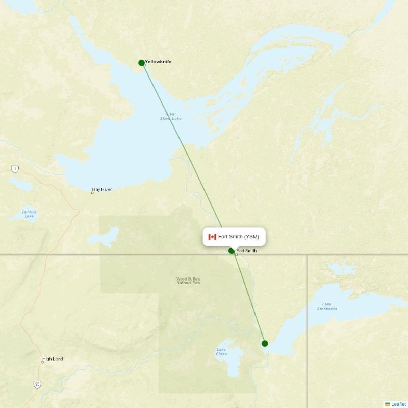 Route map over YSM airport