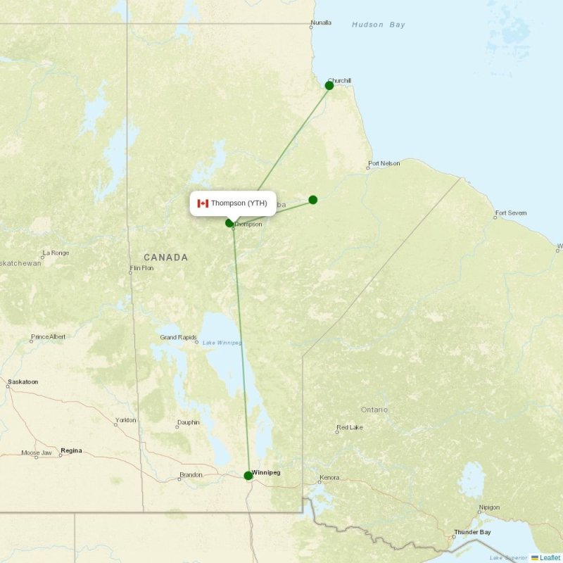 Route map over YTH airport