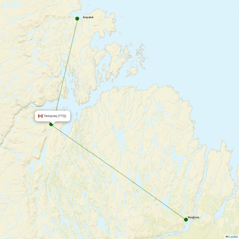 Route map over YTQ airport