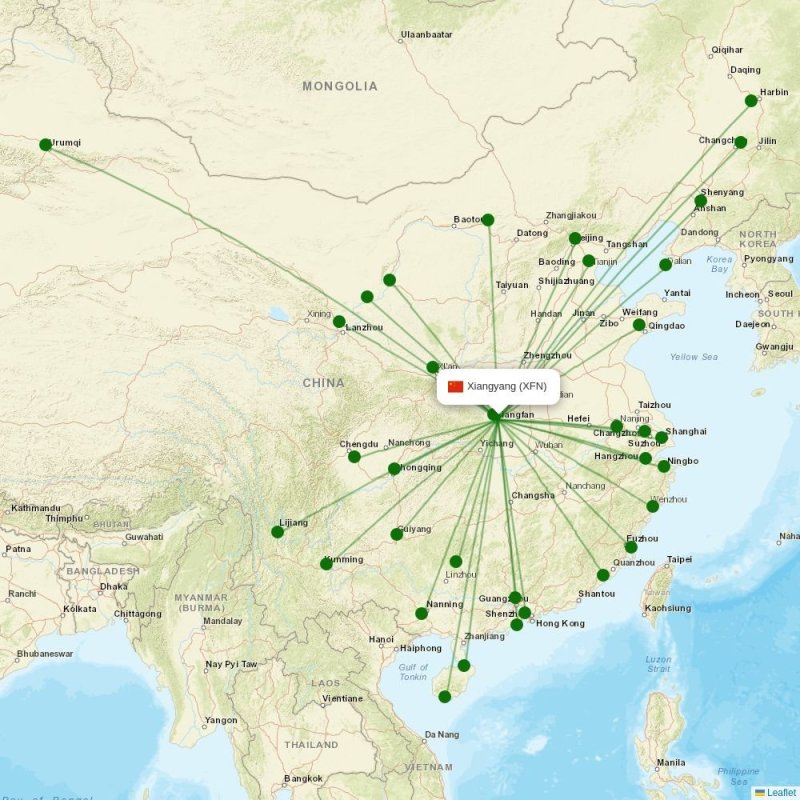 Route map over YTW airport