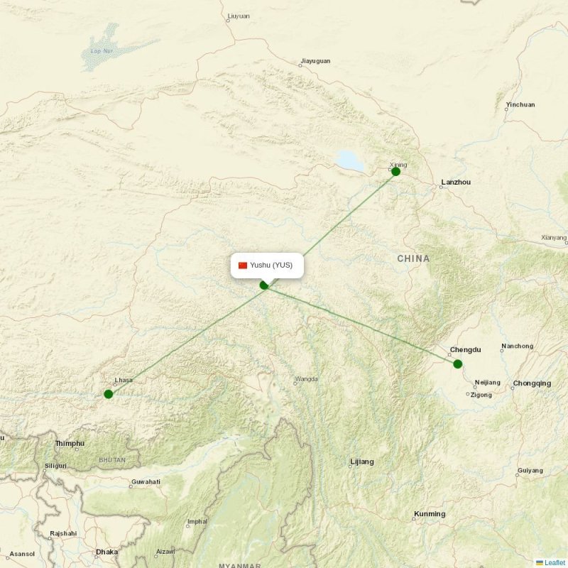 Route map over YUS airport
