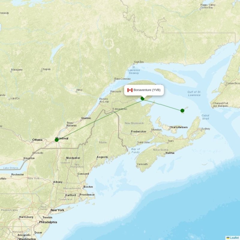 Route map over YVB airport