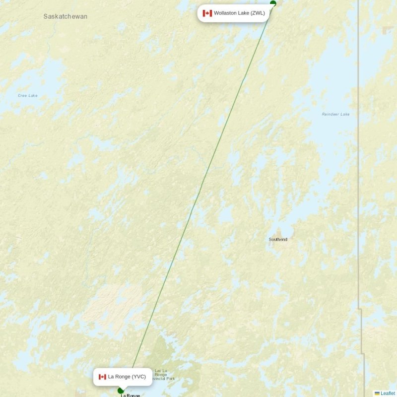 Route map over YVC airport
