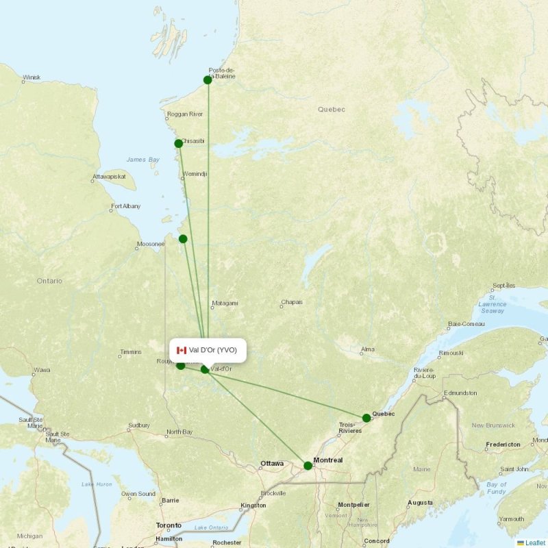 Route map over YVO airport