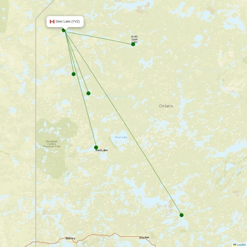 Route map over YVZ airport