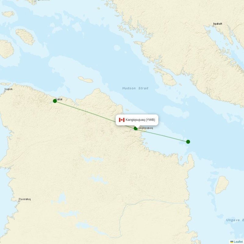 Route map over YWB airport