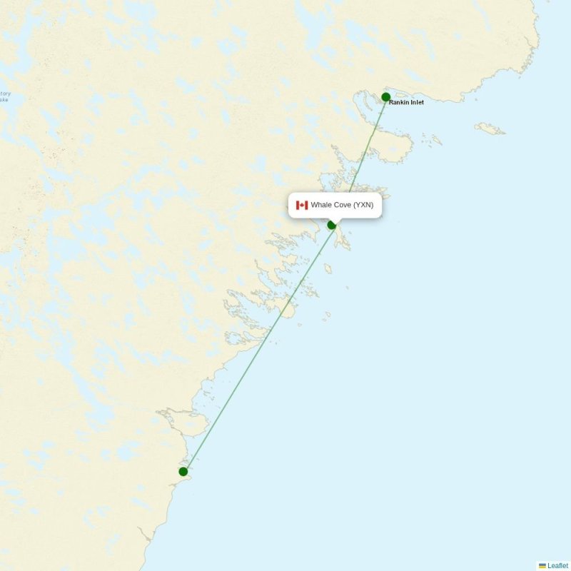 Route map over YXN airport