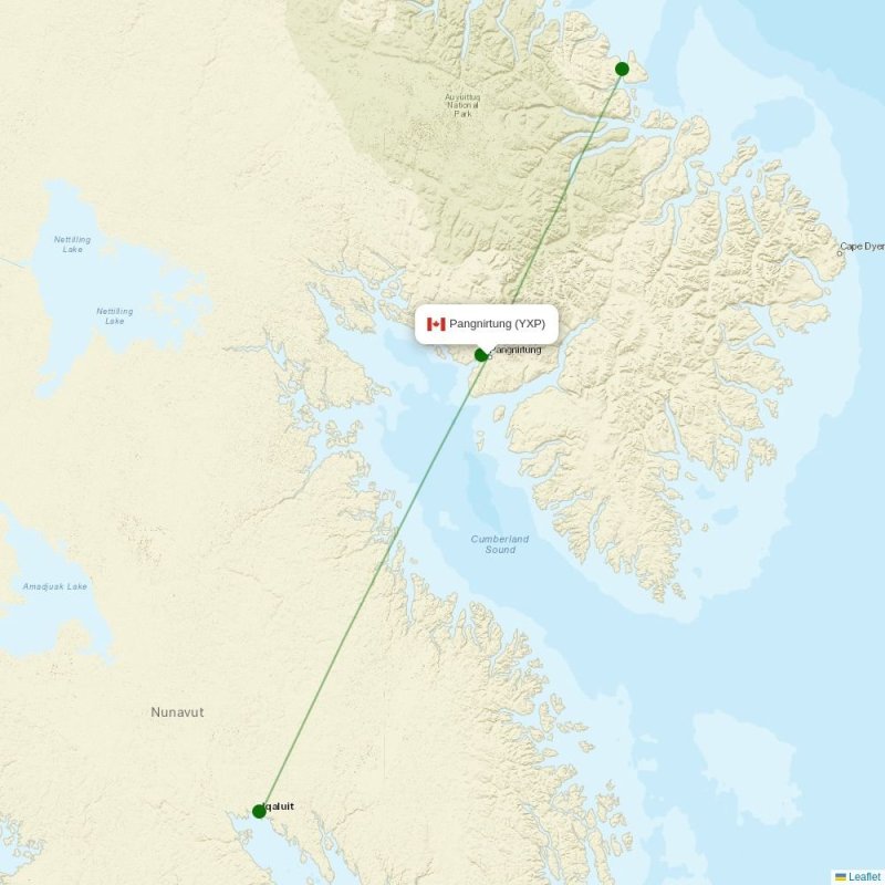 Route map over YXP airport