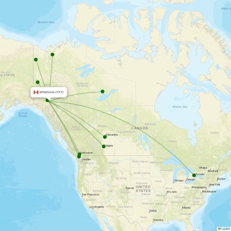 Route map over YXY airport