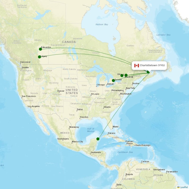 Route map over YYG airport