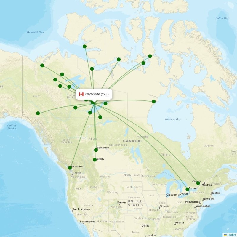 Route map over YZF airport
