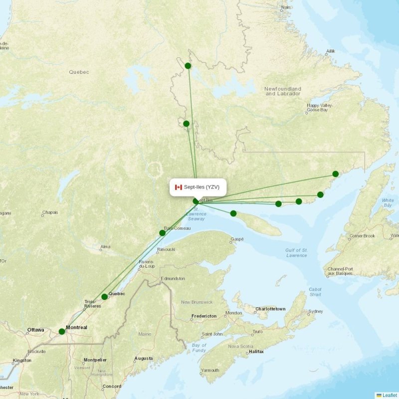 Route map over YZV airport