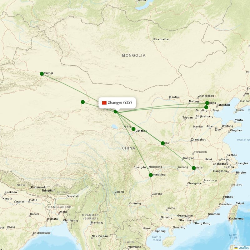 Route map over YZY airport