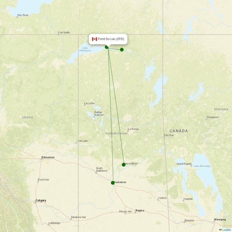 Route map over ZFD airport