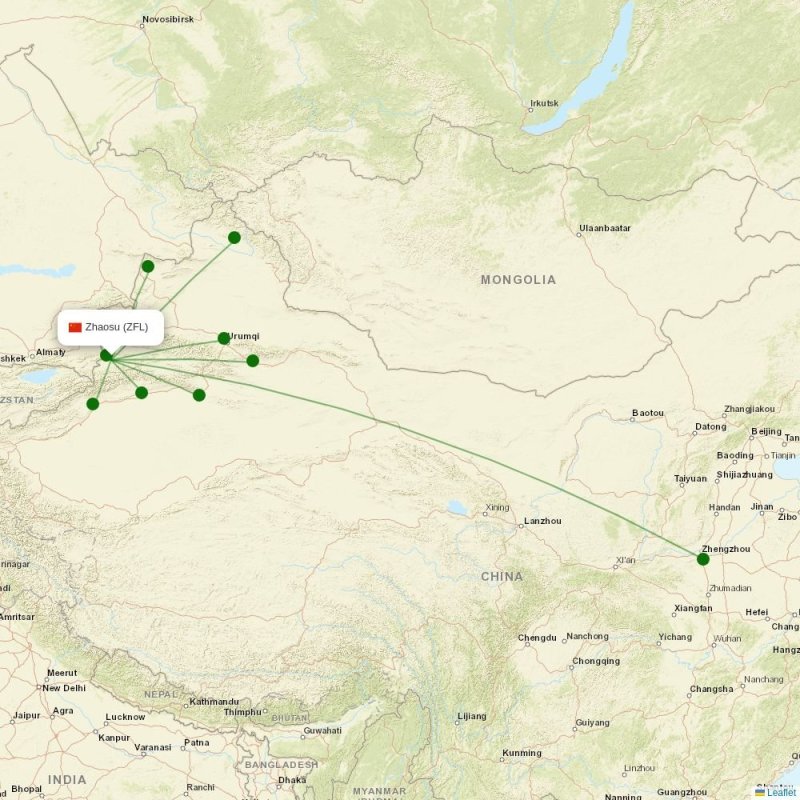 Route map over ZFL airport