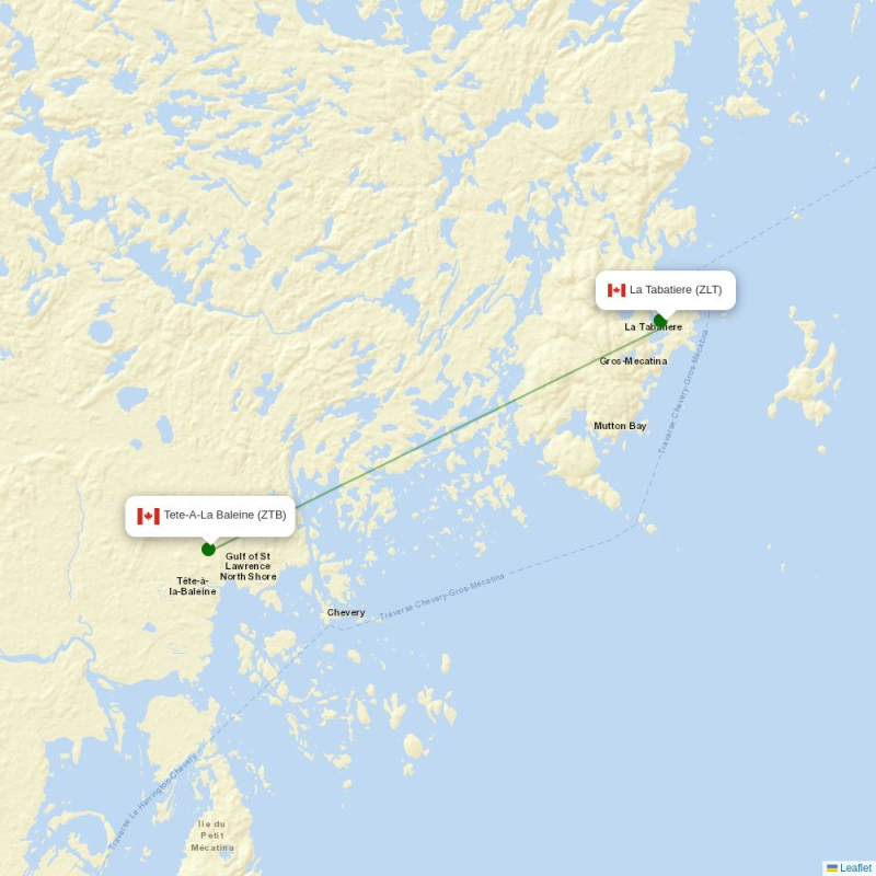 Route map over ZLT airport
