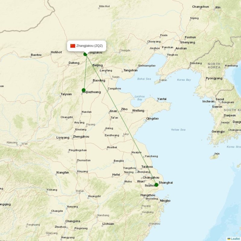Route map over ZQZ airport