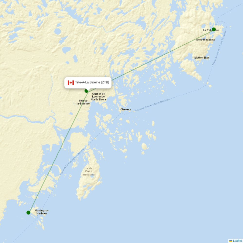 Route map over ZTB airport