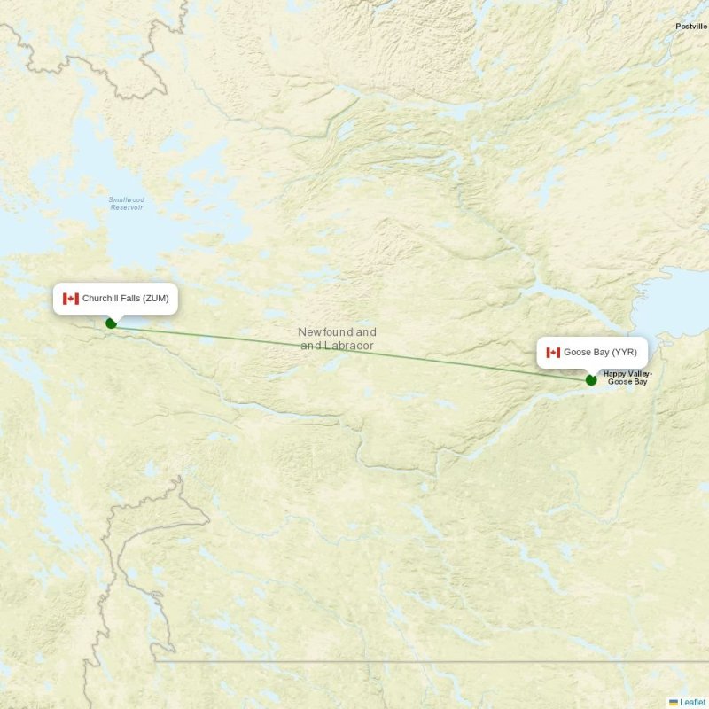 Route map over ZUM airport