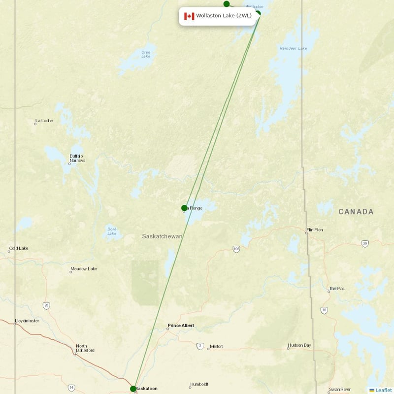 Route map over ZWL airport