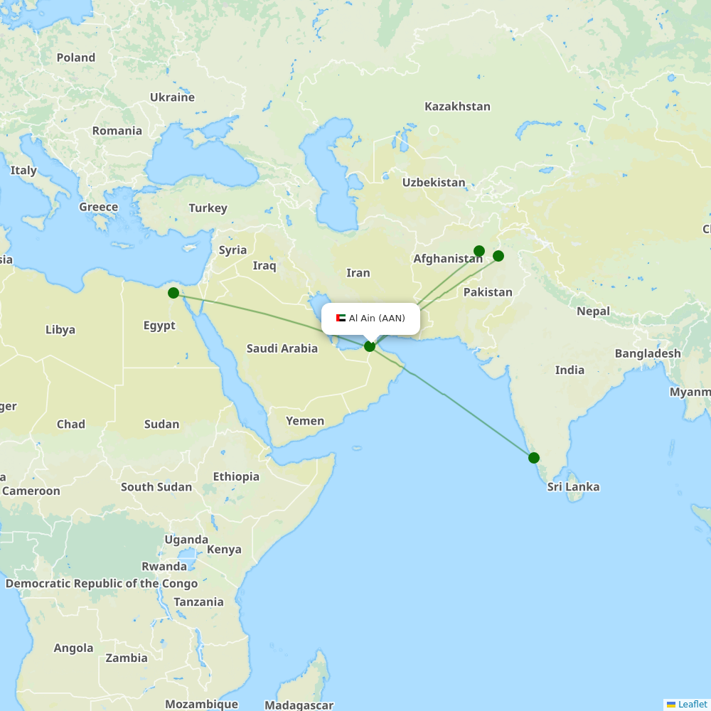 Route map over AAN airport