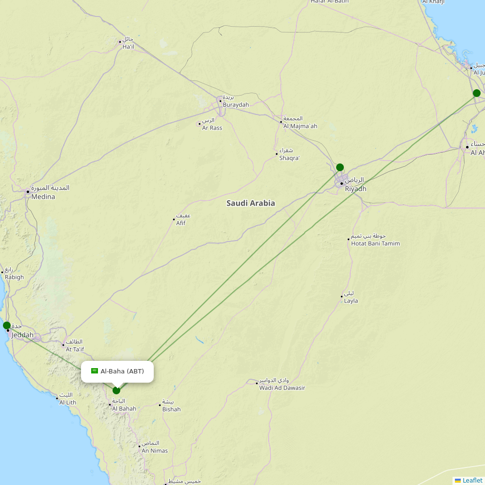 Route map Al-Baha  ABT airport