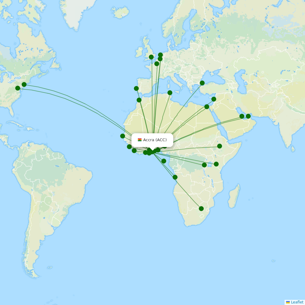 Route map over ACC airport