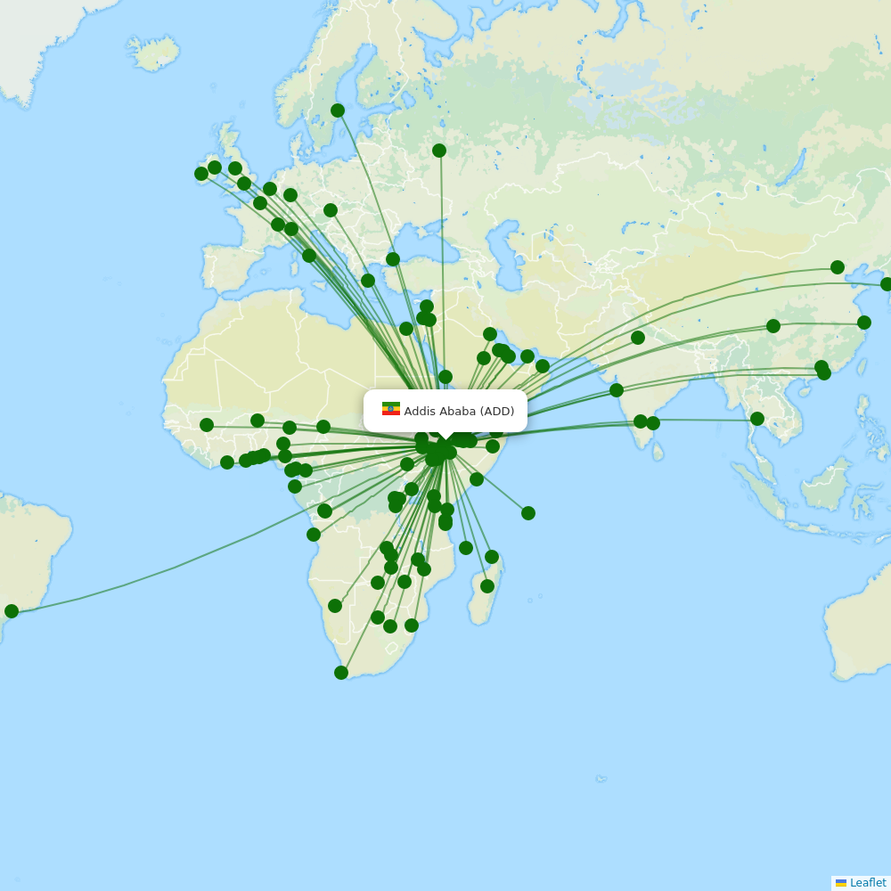 Addis Ababa Bole International Airport destination map
