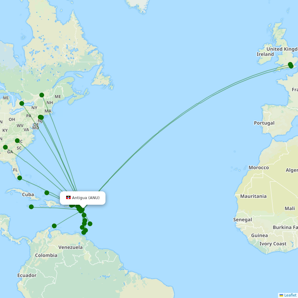 Antigua destination map